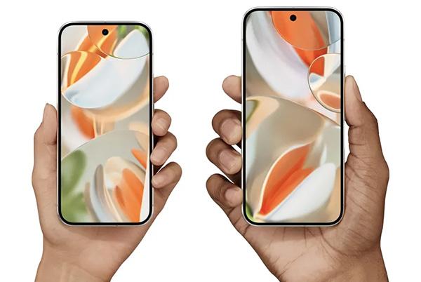 google pixel 9 and pixel 9 pro xl phones being held side by side