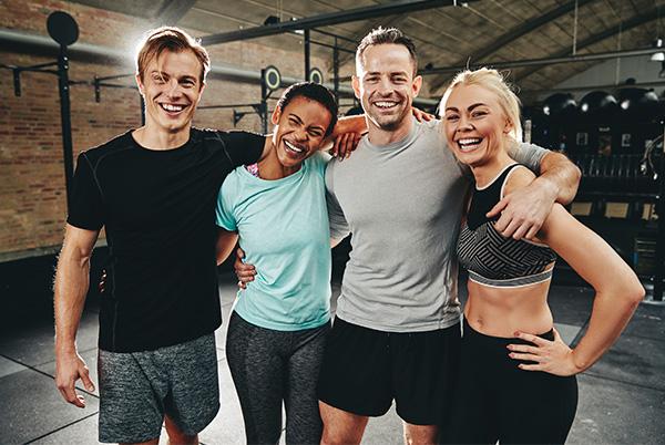 Friends group gym men women