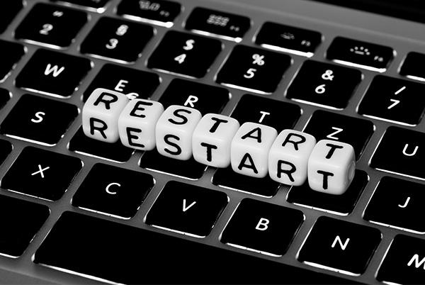 Restart letters on computer keyboard