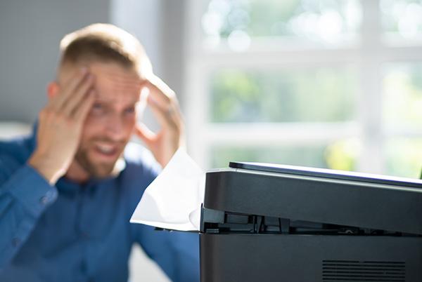 Printer angry frustrated man