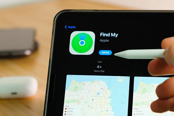 Apple Find My app on MacBook laptop screen