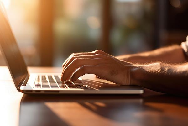 Person typing on MacBook
