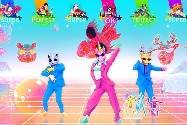 just dance 2025 gameplay screenshot with three characters