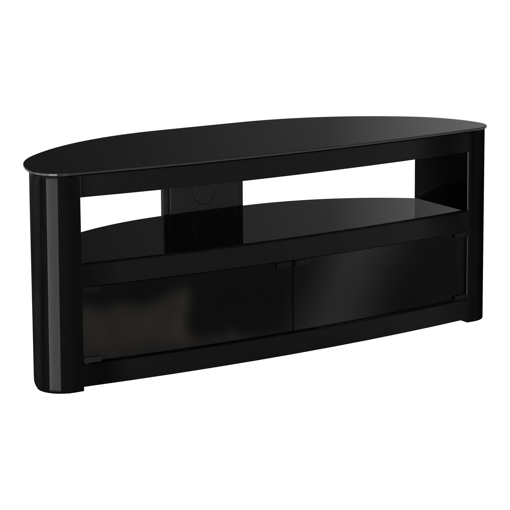 Black curved store tv stand