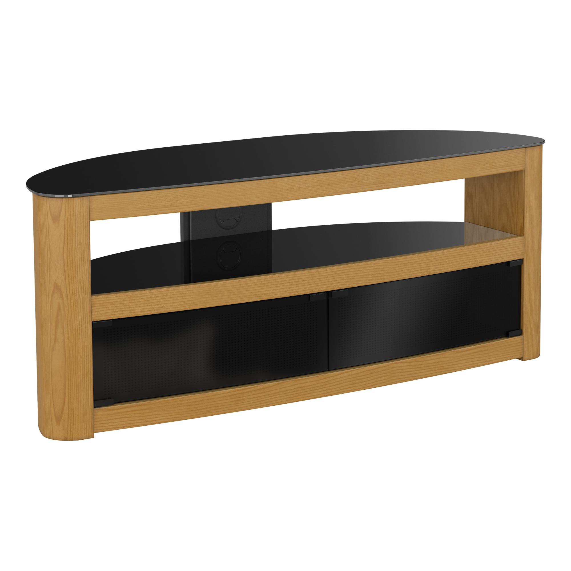 AVF Burghley Affinity Curved TV Stand 1250 Oak/Black Glass