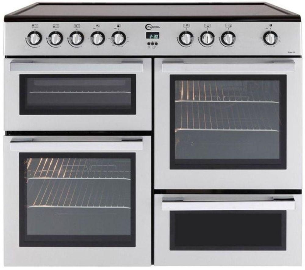 FLAVEL MLN10CRS Electric Ceramic Range Cooker – Silver & Chrome, Silver/Grey