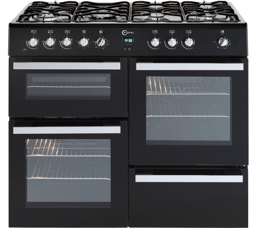 FLAVEL Milano 100 MLN10FRK Dual Fuel Range Cooker – Black & Chrome, Black
