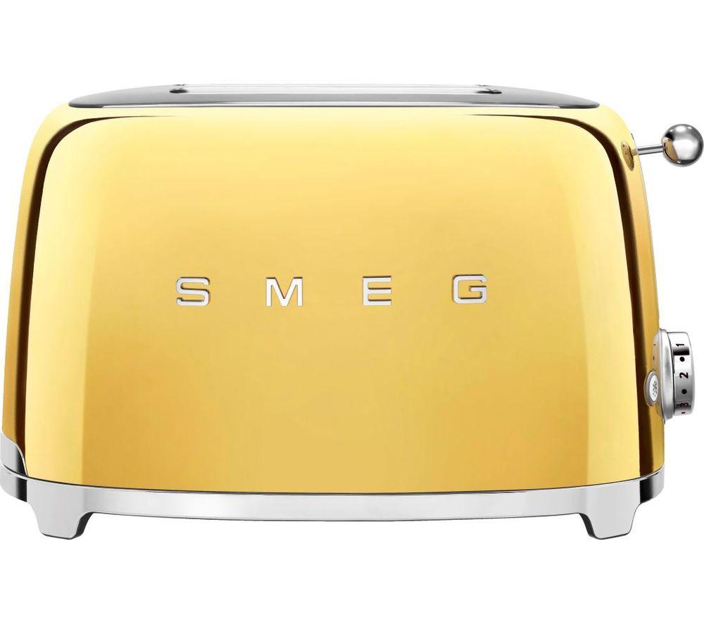 SMEG 50s Retro Style TSF01GOUK 2-Slice Toaster - Gold, Green
