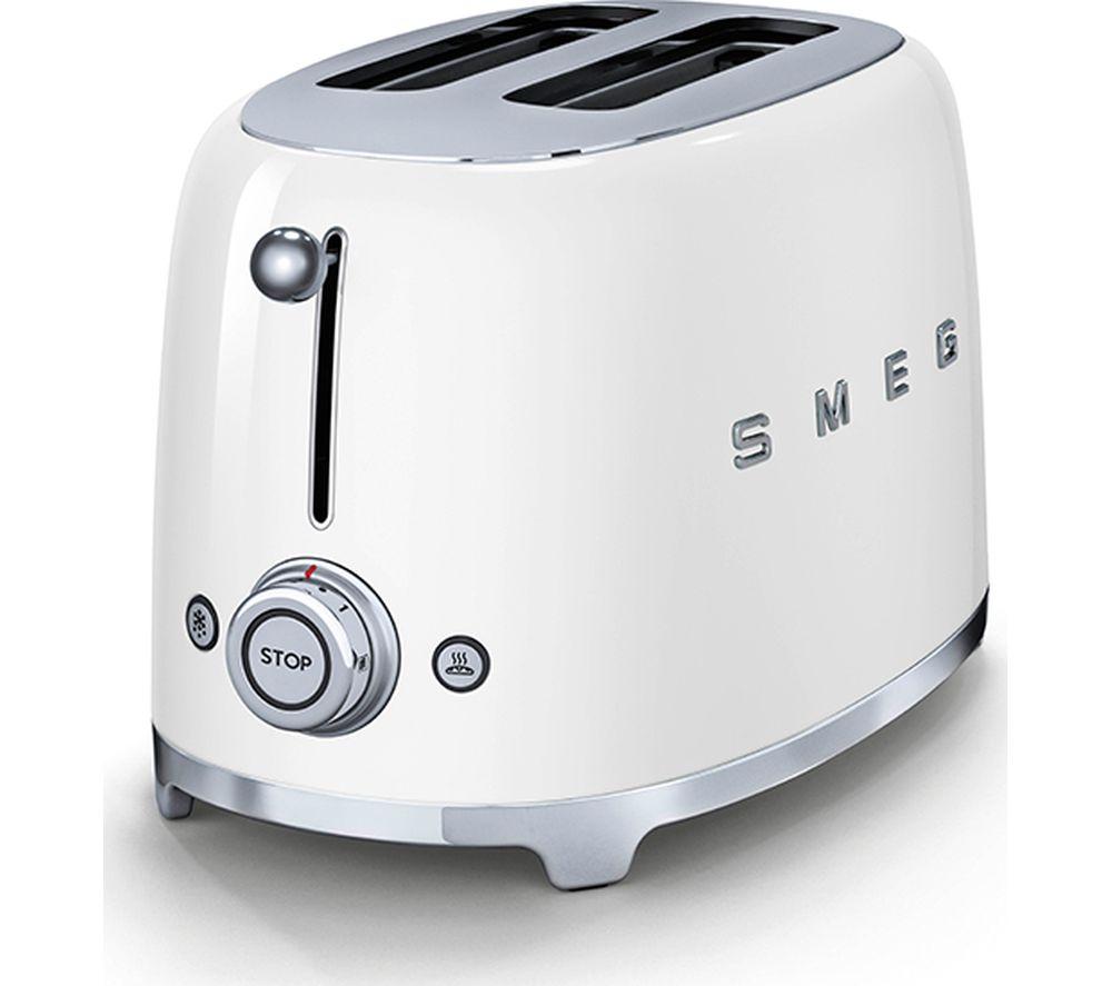 SMEG 50s Retro TSF01WHUK 2-Slice Toaster - White, Green