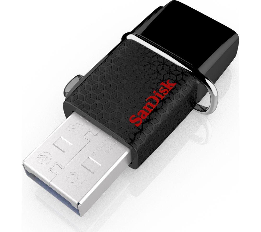 SANDISK Ultra Dual USB 3.0 & Micro USB Memory Stick - 32 GB, Black, Black
