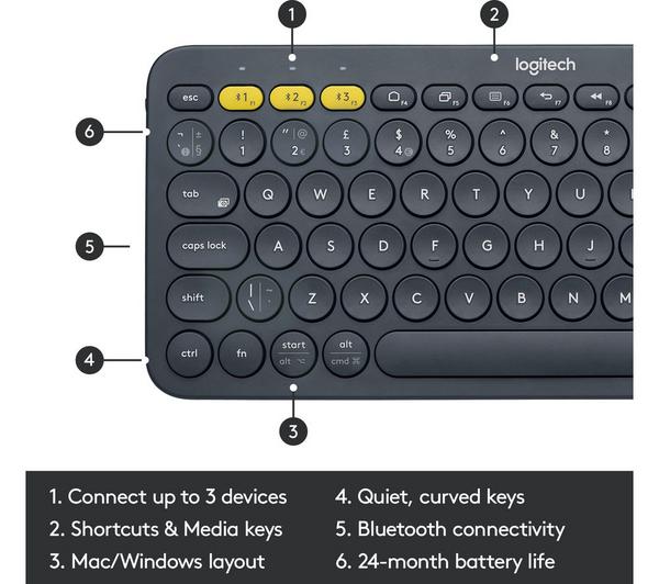 LOGITECH K380 Wireless Keyboard - Dark Grey image number 5