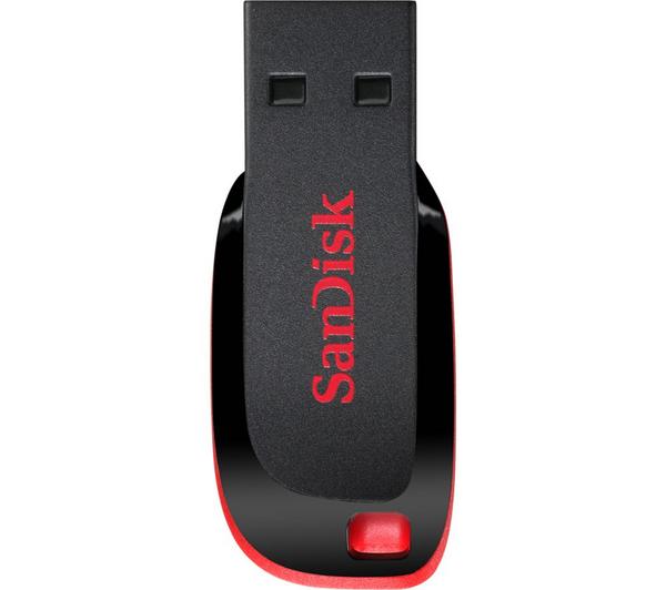SANDISK Cruzer Blade USB 2.0 Memory Stick - 128 GB, Black image number 0