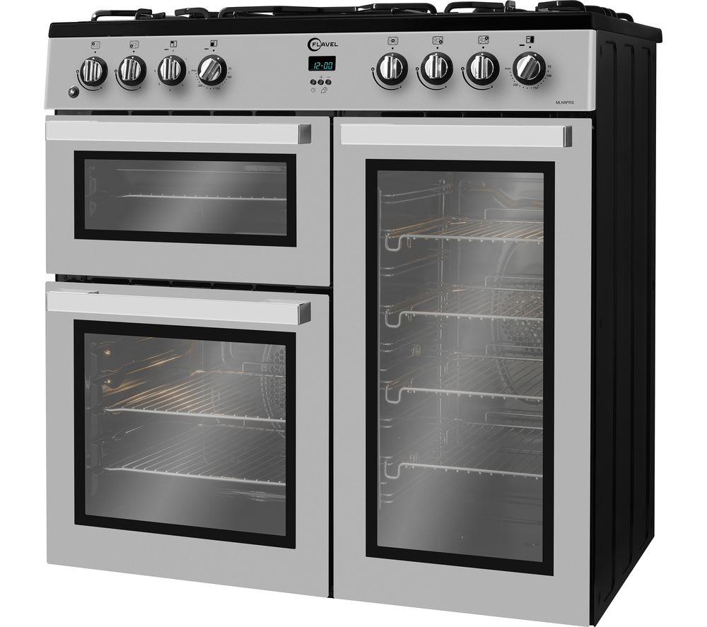 FLAVEL MLN9FRS 90 cm Dual Fuel Range Cooker - Silver & Black image number 2 of 7