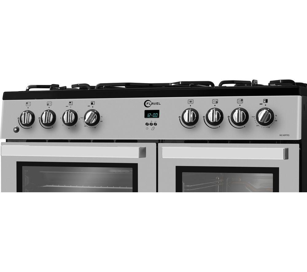 FLAVEL MLN9FRS 90 cm Dual Fuel Range Cooker - Silver & Black image number 3 of 7