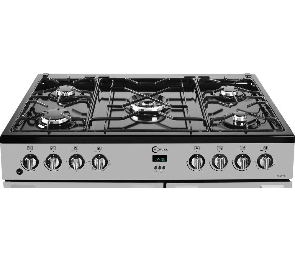FLAVEL MLN9FRS 90 cm Dual Fuel Range Cooker - Silver & Black image number 5 of 7
