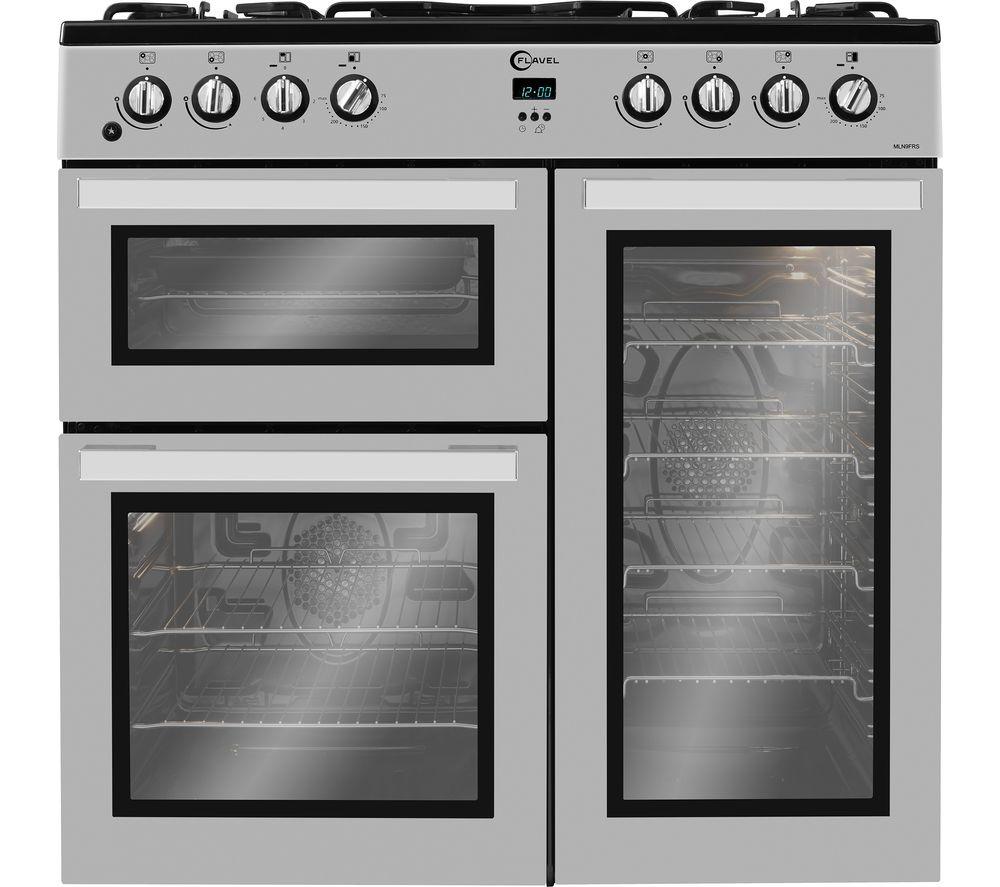 FLAVEL MLN9FRS 90 cm Dual Fuel Range Cooker - Silver & Black image number 7 of 7
