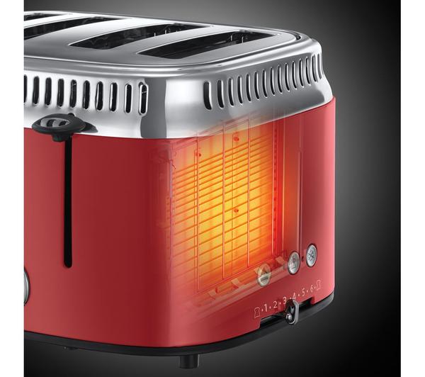 RUSSELL HOBBS Retro Red 4SL 21690 4-Slice Toaster - Red image number 3
