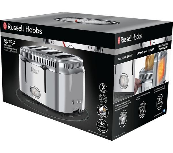 RUSSELL HOBBS Retro 21695 4-Slice Toaster - Silver image number 1