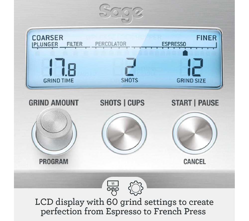 SAGE BCG820BSSUK Smart Grinder Pro - Silver image number 3 of 13