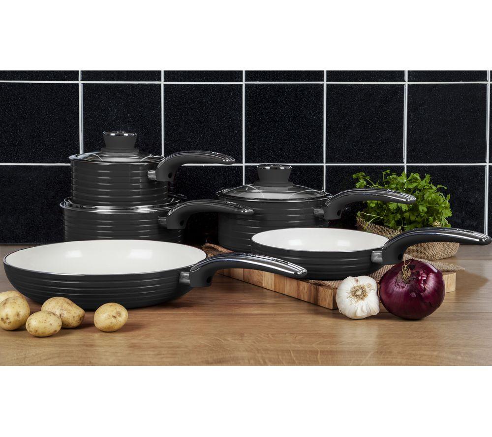 SWAN Retro SWPS5020BN 5-piece Non-Stick Pan Set - Black image number 3 of 3