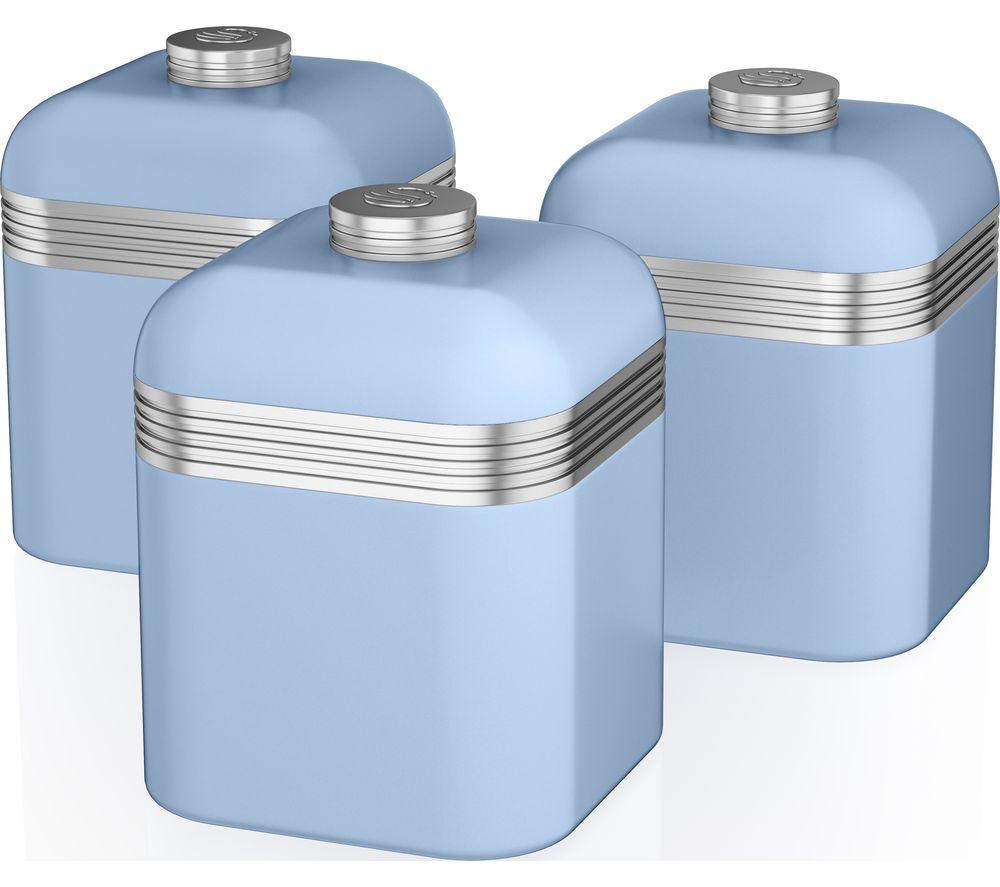 Swan Retro SWKA1020BLN 1-litre Canisters - Blue, Pack of 3
