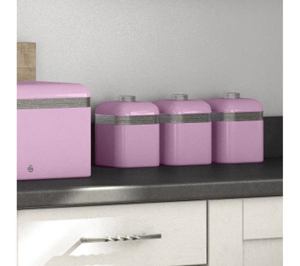 SWAN Retro SWKA1020PN 1-litre Canisters - Pink, Pack of 3 image number 2
