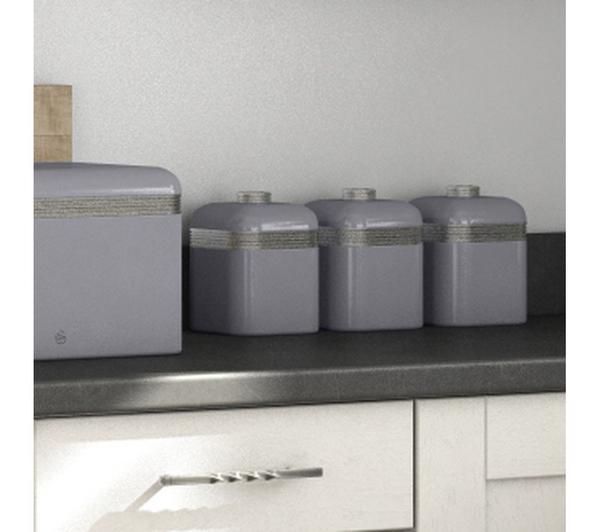 SWAN Retro SWKA1020GRN 1-litre Canisters - Grey, Pack of 3 image number 3