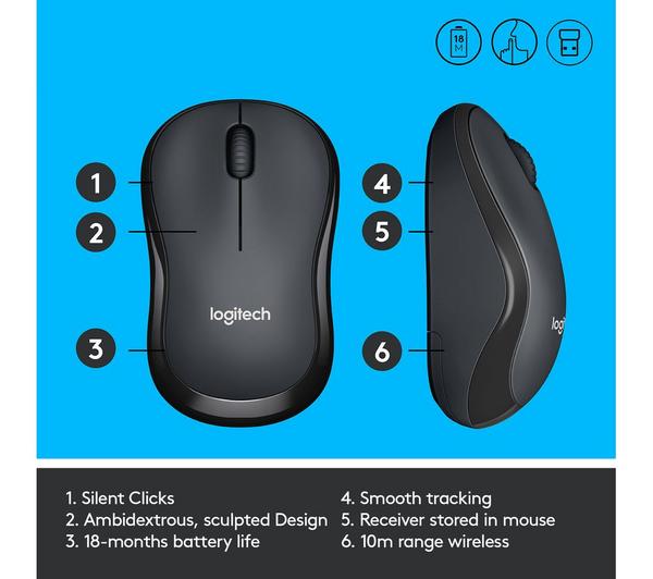 LOGITECH M220 Silent Wireless Optical Mouse - Charcoal image number 4