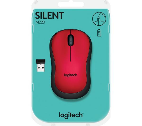 LOGITECH M220 Silent Wireless Optical Mouse - Red image number 2