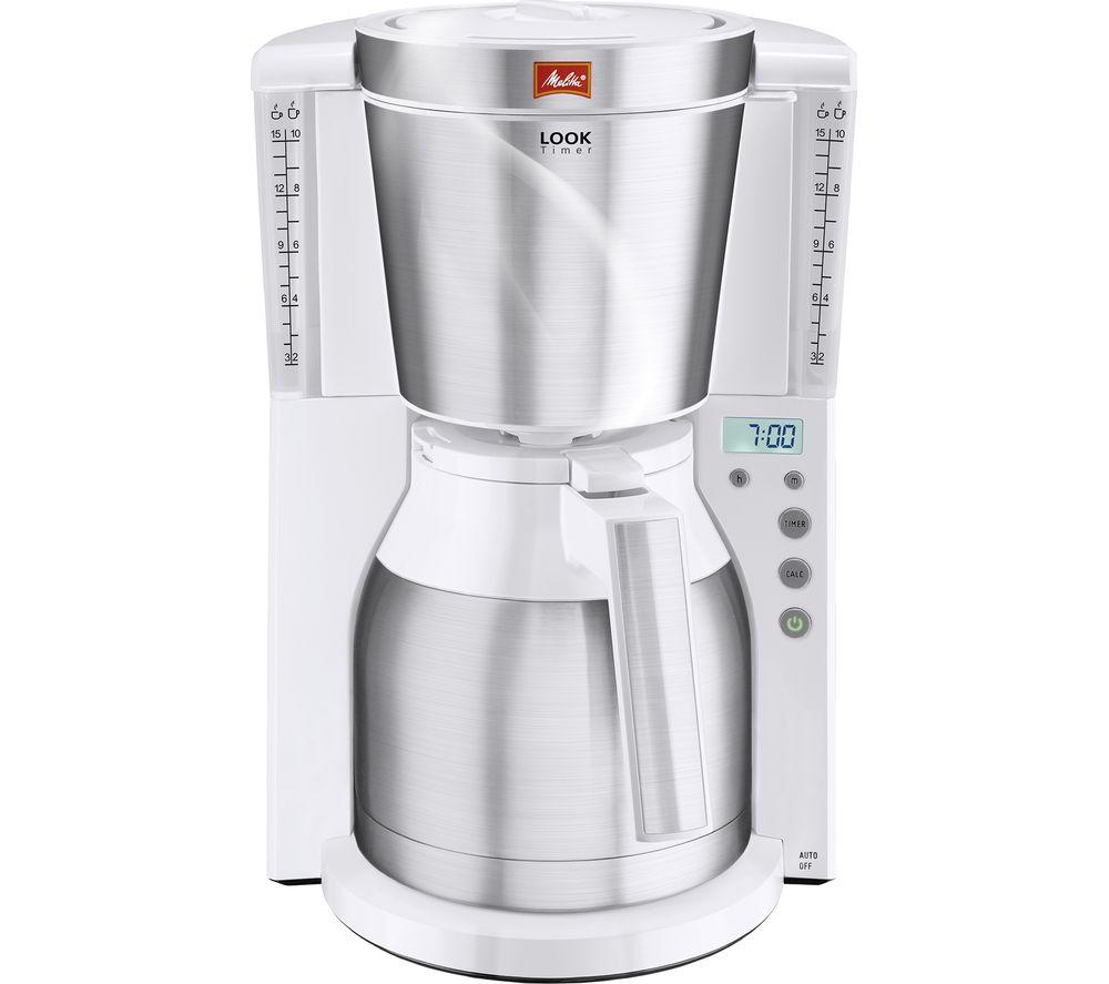 Melitta Look IV Therm Timer Filter Coffee Machine - White & Stainless Steel, Stainless Steel