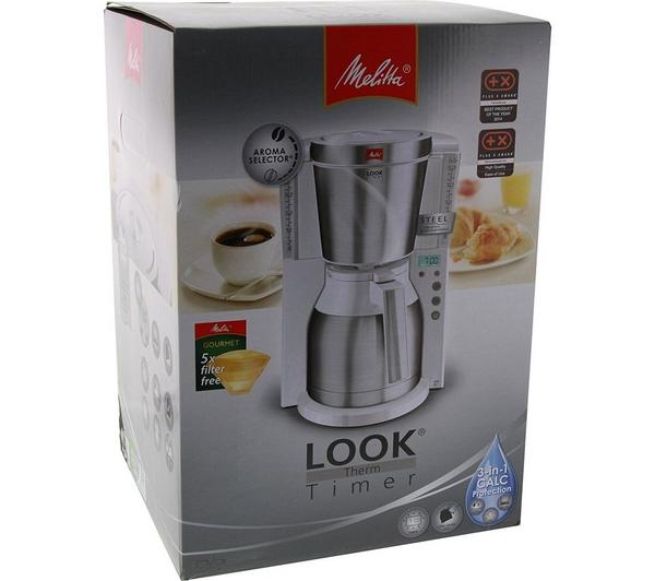 MELITTA Look IV Therm Timer Filter Coffee Machine - White & Stainless Steel image number 2