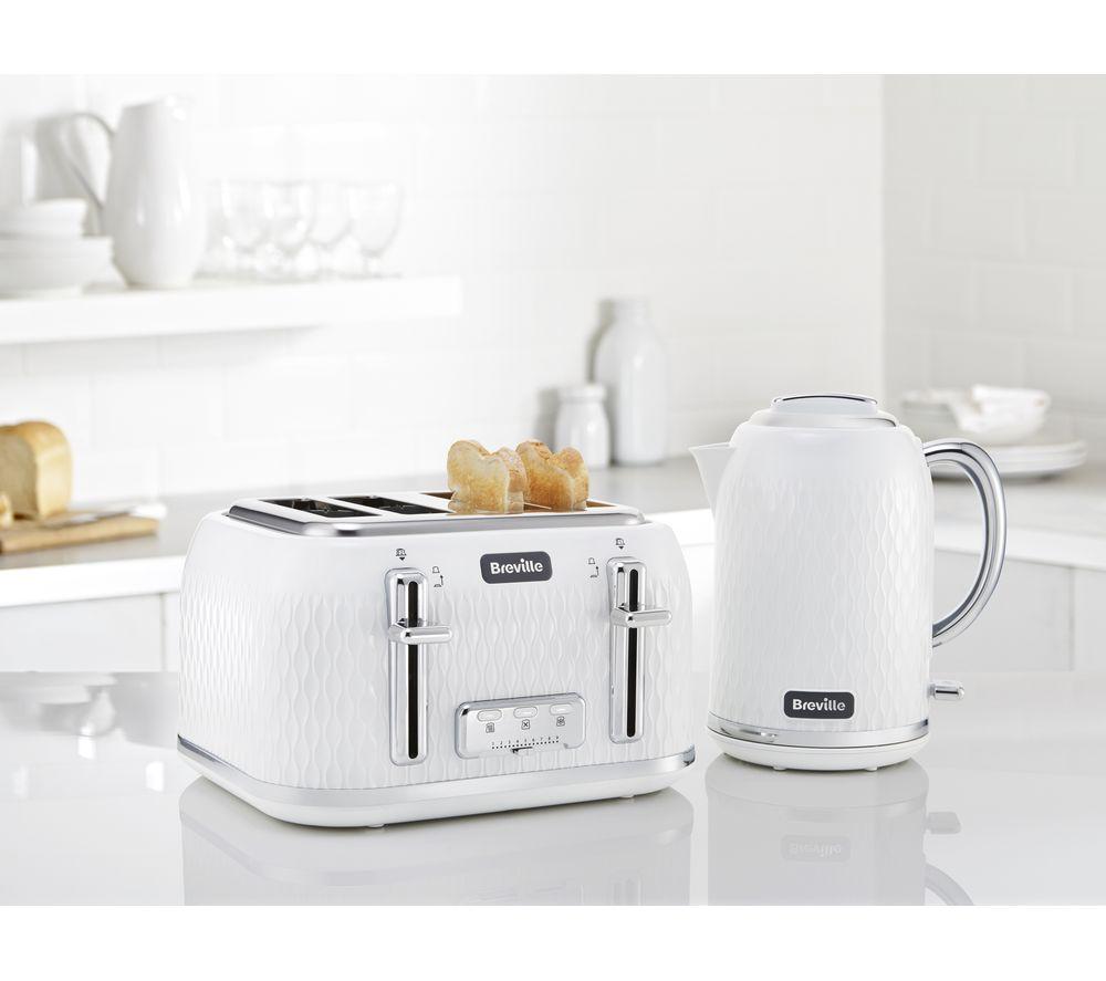 White and chrome kettle and sale toaster