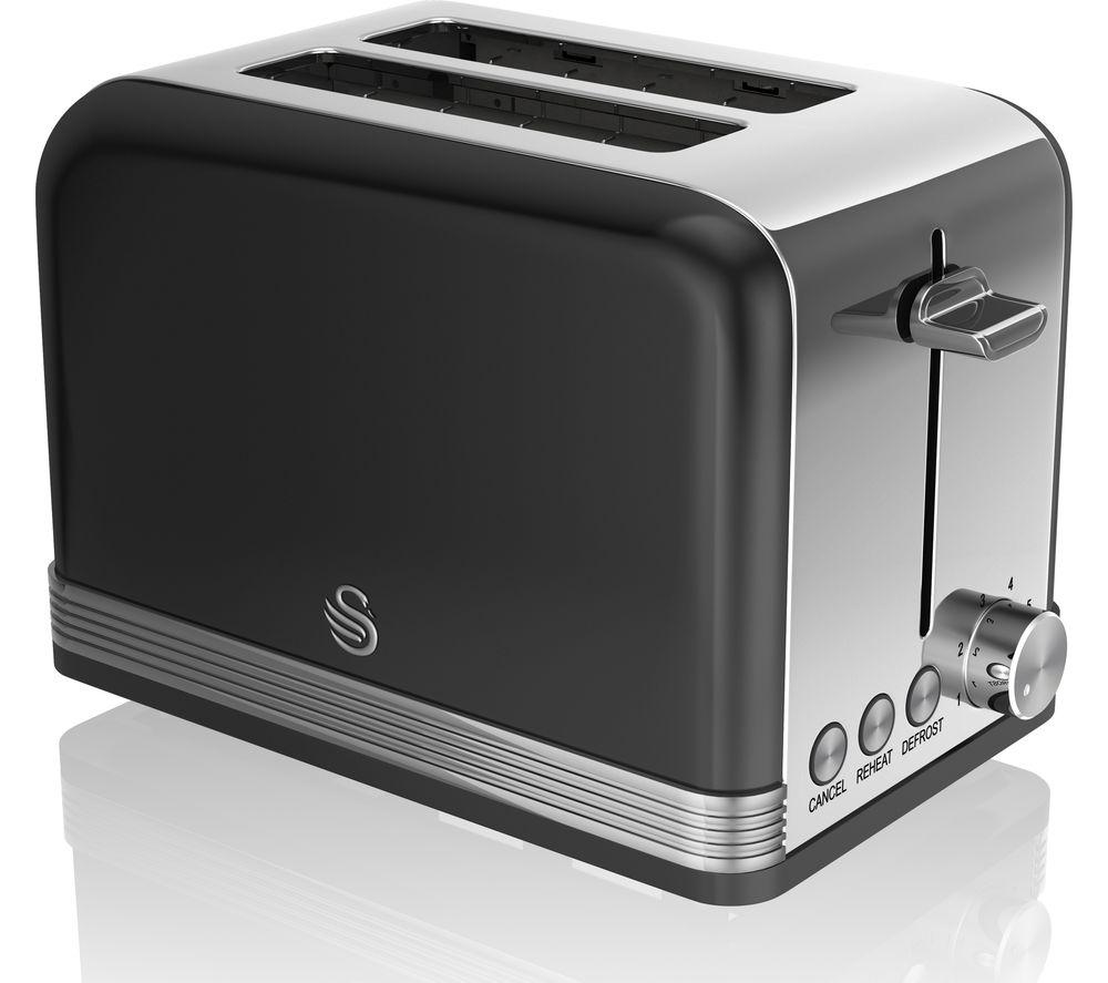 Swan ST19010BN2-Slice Toaster - Black, Black