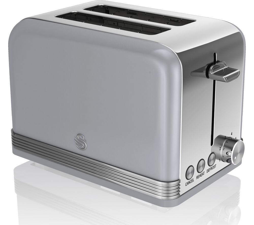 Swan ST19010GRN2-Slice Toaster - Grey, Silver/Grey