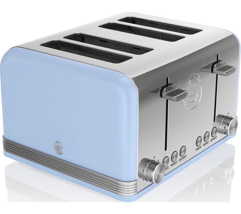 Swan Retro ST19020BLN 4-Slice Toaster - Blue, Blue