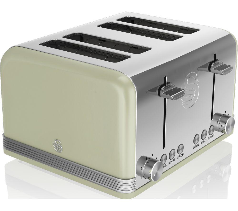 Swan Retro ST19020GN 4-Slice Toaster - Green, Green
