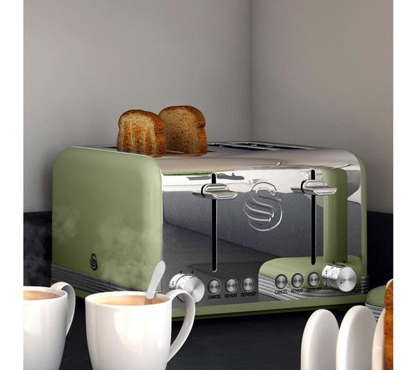 SWAN Retro ST19020GN 4-Slice Toaster - Green image number 5