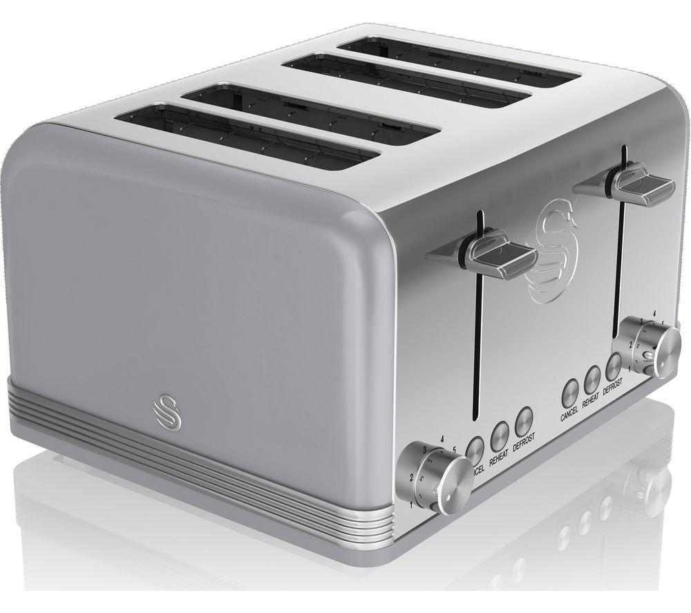 SWAN Retro ST19020GRN 4-Slice Toaster - Grey, Silver/Grey