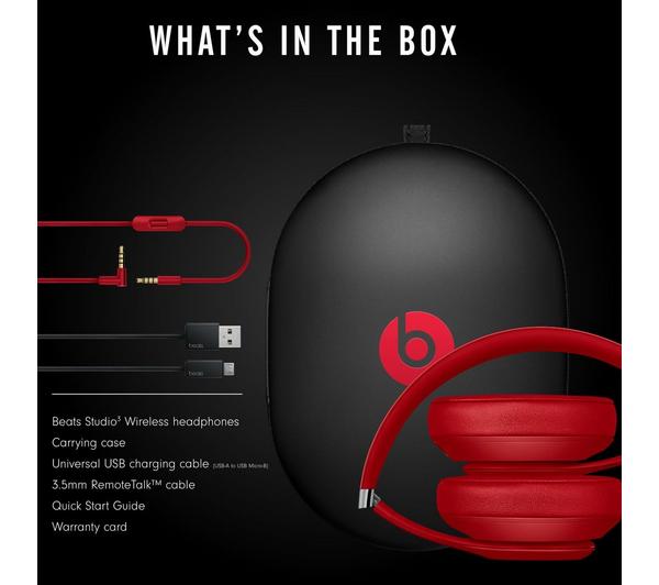 BEATS Studio 3 Wireless Bluetooth Noise-Cancelling Headphones - Red image number 5