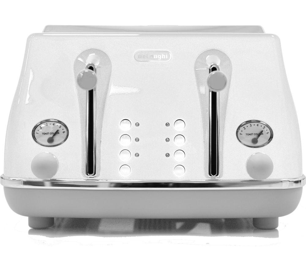 DELONGHI Icona Capitals CTOC4003.W 4-Slice Toaster - White, White,Cream