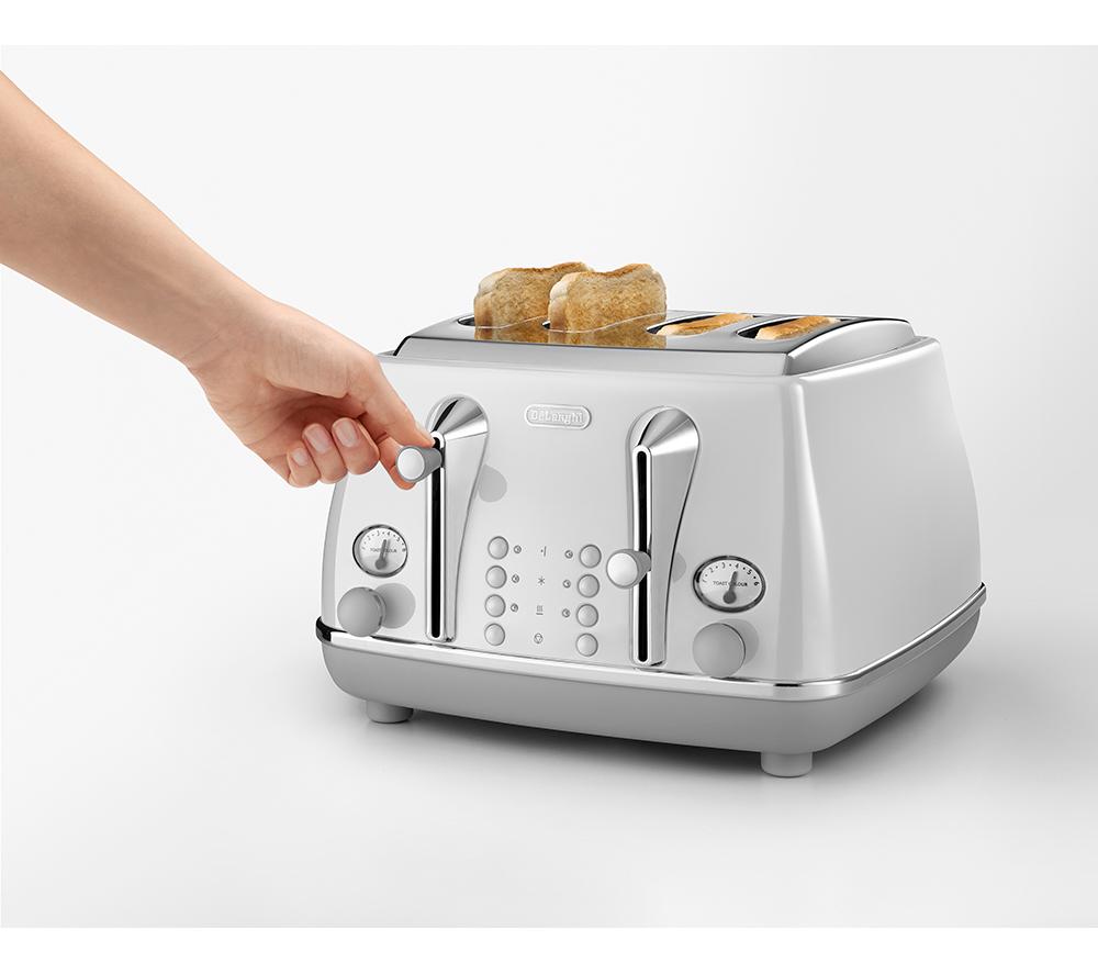 DELONGHI Icona Capitals CTOC4003.W 4-Slice Toaster - White image number 3 of 6