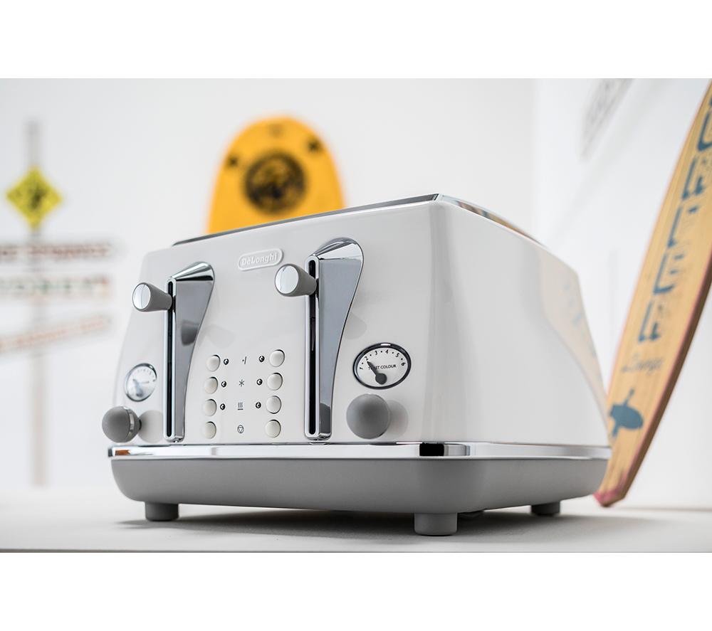 DELONGHI Icona Capitals CTOC4003.W 4-Slice Toaster - White image number 4 of 6