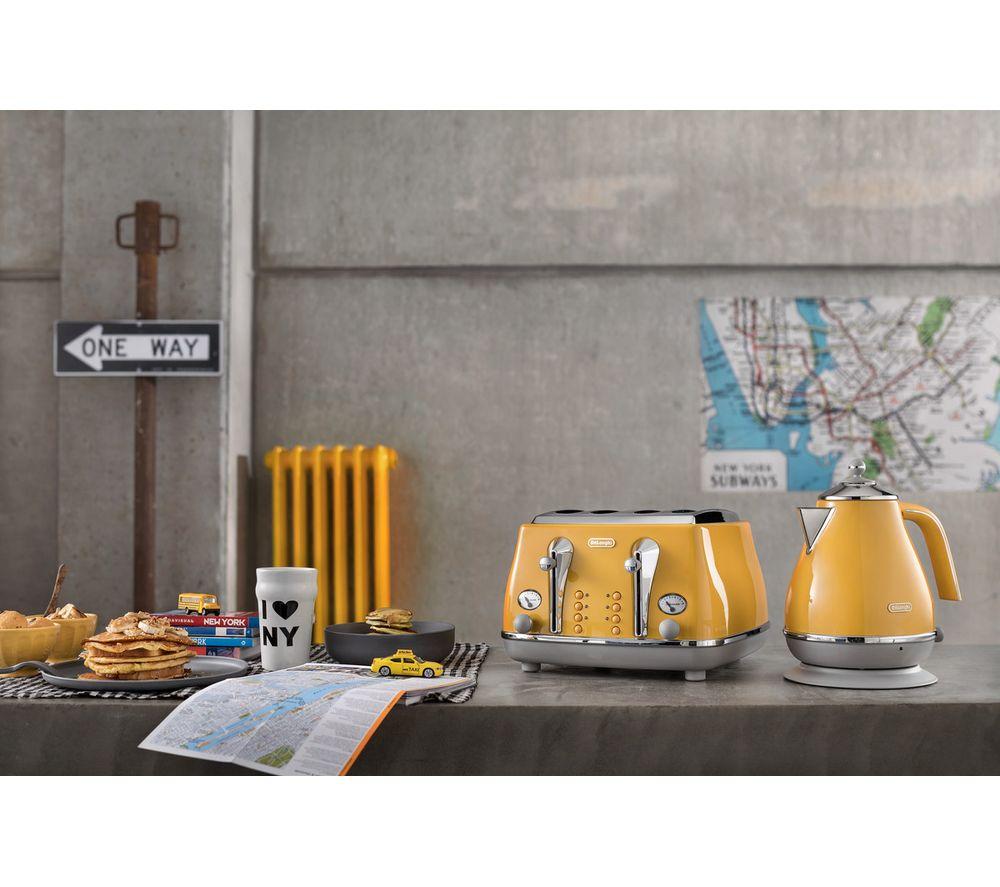DELONGHI Icona Capitals CTOC4003.Y 4-Slice Toaster - Yellow image number 3 of 11
