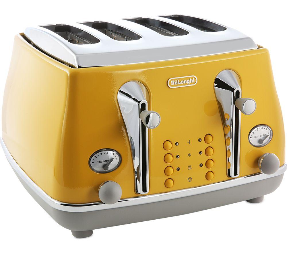 DELONGHI Icona Capitals CTOC4003.Y 4-Slice Toaster - Yellow image number 7 of 11