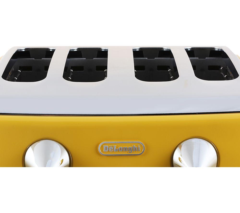 DELONGHI Icona Capitals CTOC4003.Y 4-Slice Toaster - Yellow image number 9 of 11