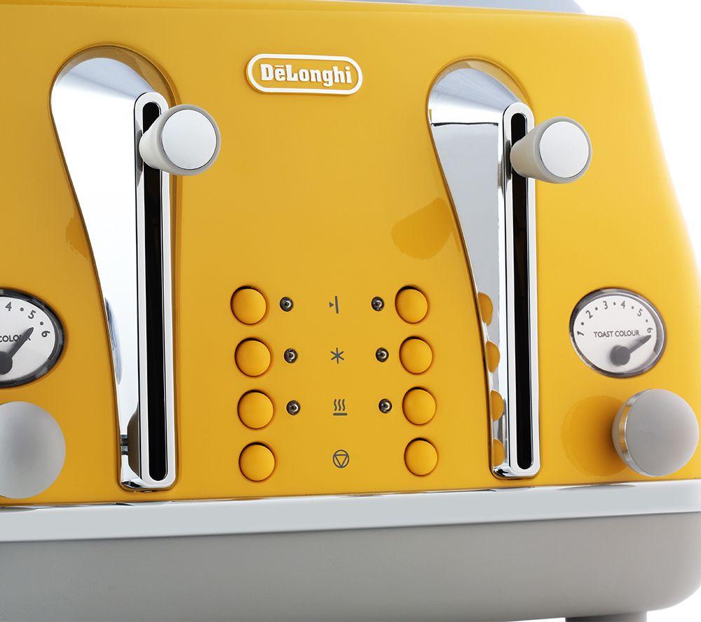 DELONGHI Icona Capitals CTOC4003.Y 4-Slice Toaster - Yellow image number 10 of 11