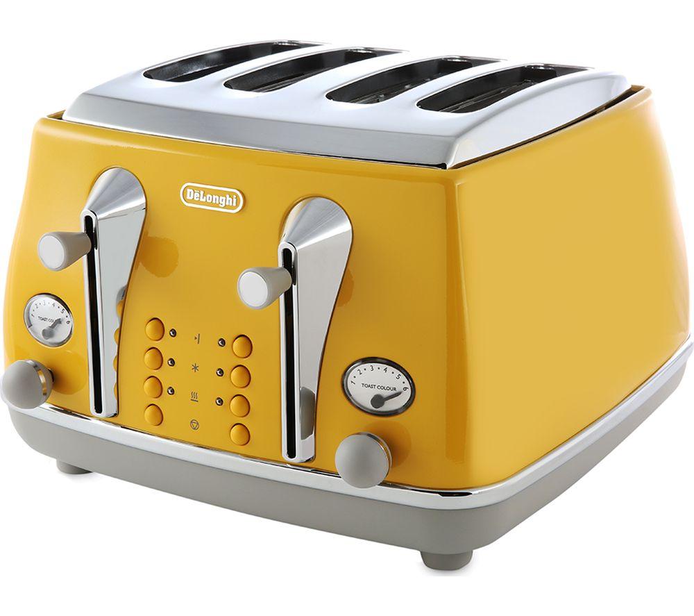 DELONGHI Icona Capitals CTOC4003.Y 4-Slice Toaster - Yellow image number 11 of 11