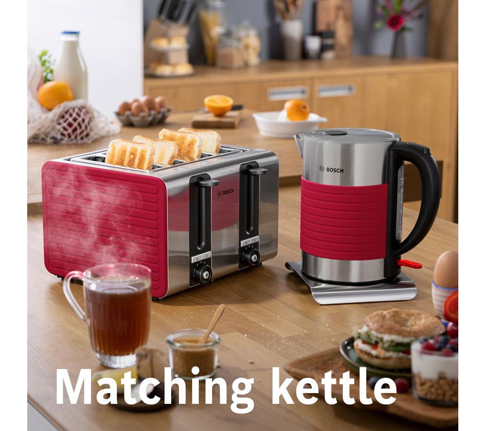 BOSCH Silicone TAT7S44GB 4-Slice Toaster &ndash; Red image number 5 of 11