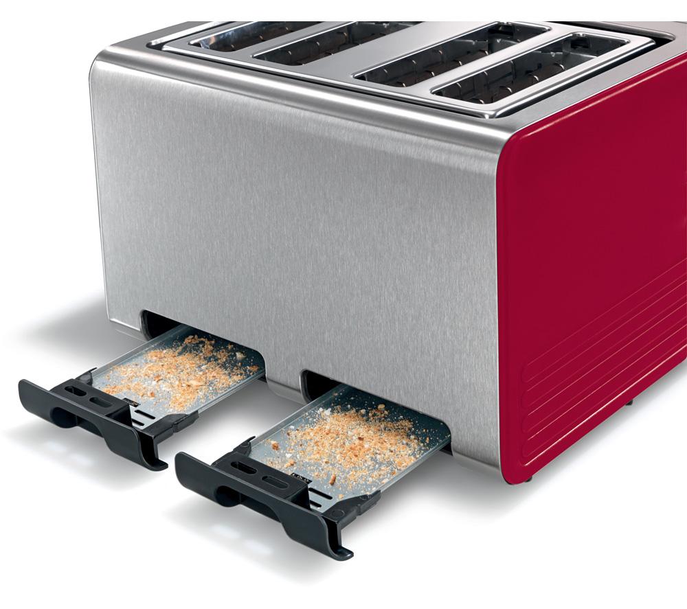 BOSCH Silicone TAT7S44GB 4-Slice Toaster &ndash; Red image number 7 of 11
