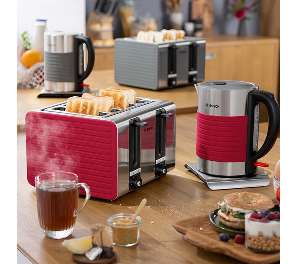 BOSCH Silicone TAT7S44GB 4-Slice Toaster &ndash; Red image number 8 of 11